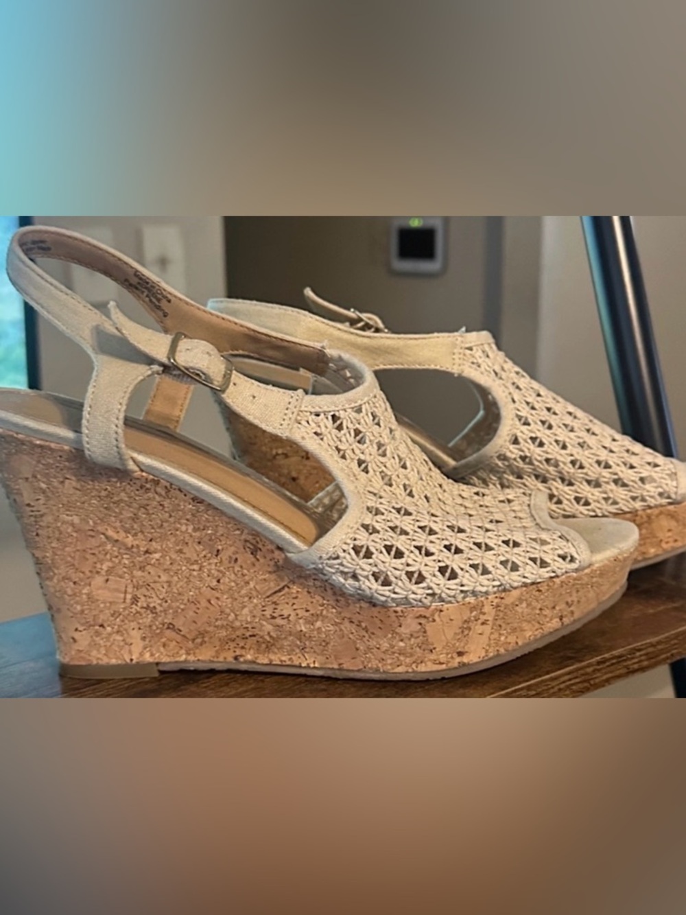 Fergalicious Cream Woven Wedges